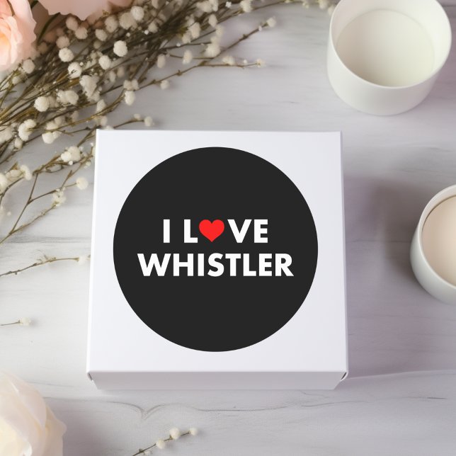Adesivo Redondo I Heart Whistler I Love Whistler Modern Text Dark (Criador carregado)
