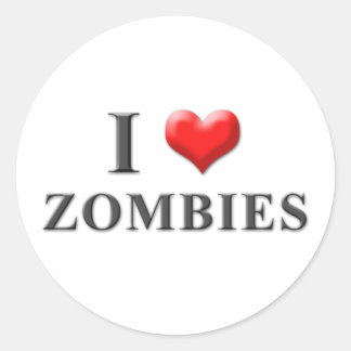 Adesivo Redondo I Heart Zombies Stickers 001