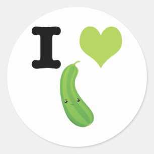 Adesivo Redondo I Heart Zucchini Cute Kawaii Zucchini