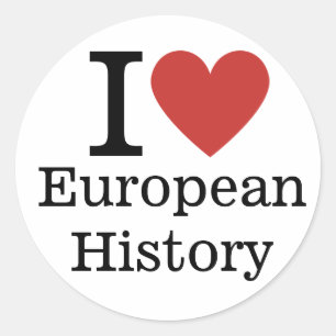 Adesivo Redondo I ❤️ História Europeia para Estudantes/Faculdade P