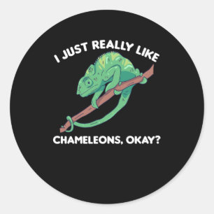 Adesivo Redondo I Just Really Like Chameleons Okay Cute Chameleon