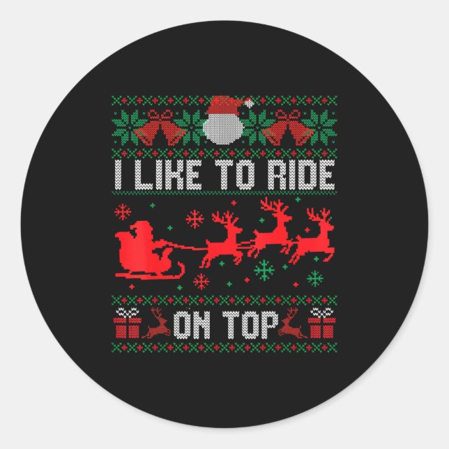 Adesivo Redondo I Like To Ride On Top Christmas Couple Unhinge Paj (Frente)