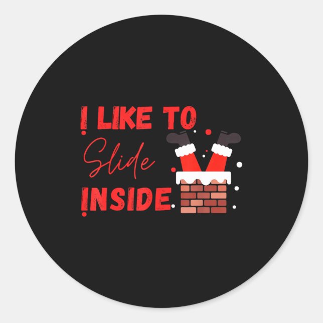 Adesivo Redondo I Like To Slide Inside Funny Xmas Couple Matching  (Frente)