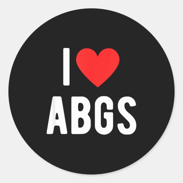Adesivo Redondo I Love Abgs Cute Heart Graphic Valentines Day  (Frente)
