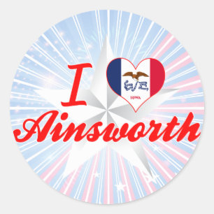 Adesivo Redondo I Love Ainsworth, Iowa