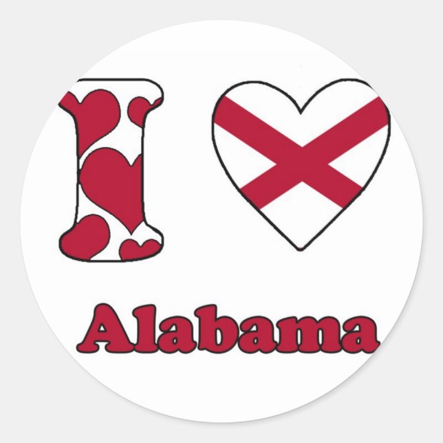 Adesivo Redondo I love Alabama (Frente)