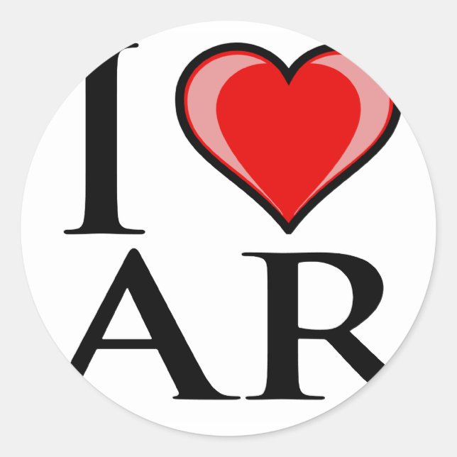 Adesivo Redondo I Love AR - Arkansas (Frente)
