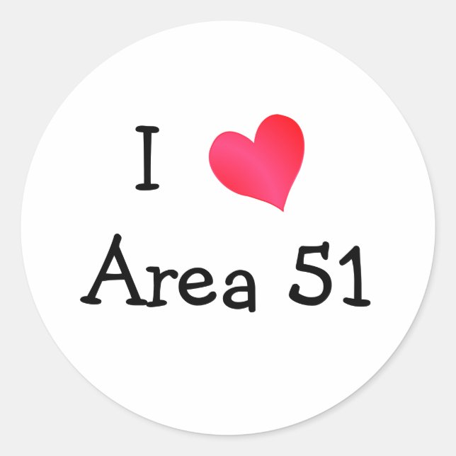 Adesivo Redondo I Love Area 51 (Frente)