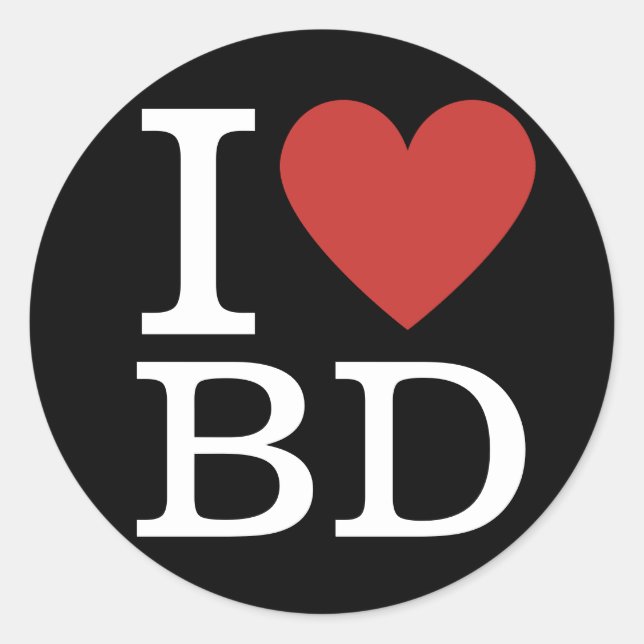 Adesivo Redondo I ❤️ Love BD Building Department Funcionários PERS (Frente)