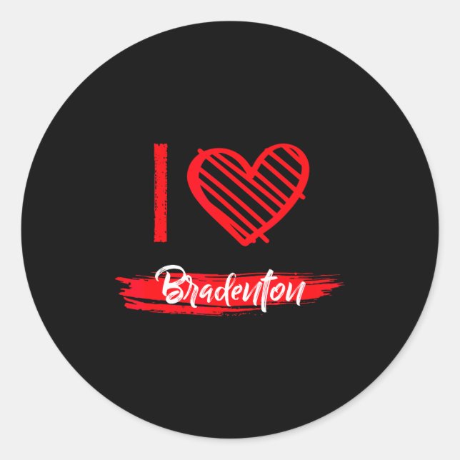 Adesivo Redondo I Love Bradenton I Heart Bradenton  (Frente)