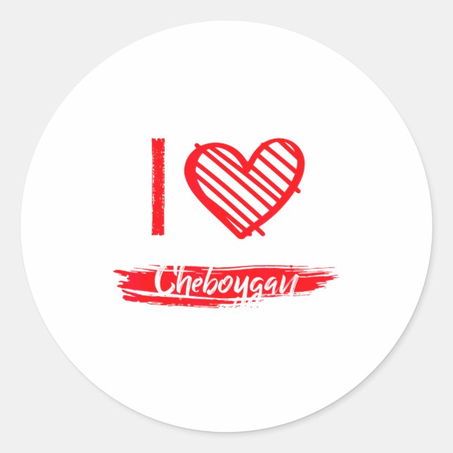 Adesivo Redondo I Love Cheboygan I Heart Cheboygan  (Frente)