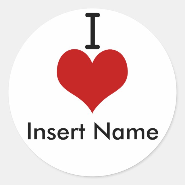 Adesivo Redondo I Love (coração) (Frente)