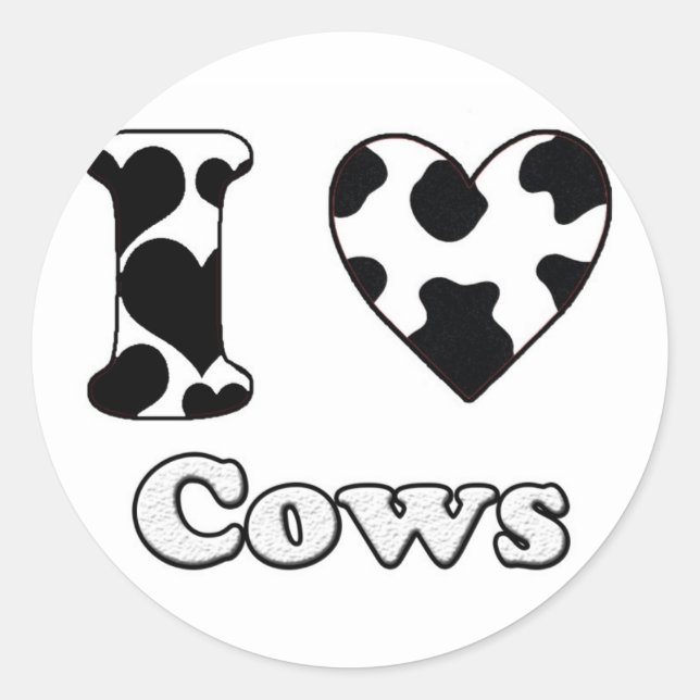 Adesivo Redondo I love cows (Frente)