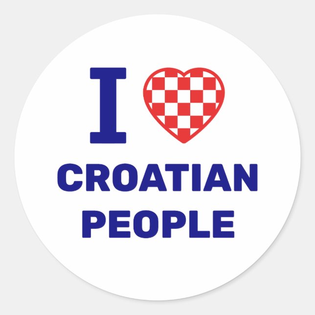 Adesivo Redondo I Love Croatian People (Frente)