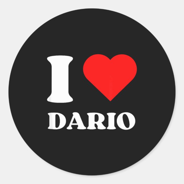 Adesivo Redondo I Love Dario I Heart Dario Name Y2k Valentines Day (Frente)