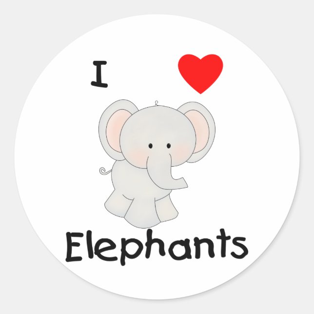 Adesivo Redondo I Love Elephants (2) (Frente)