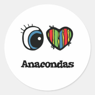 Adesivo Redondo I Love (Heart) Anacondas