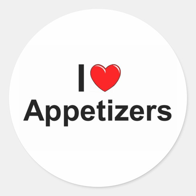 Adesivo Redondo I Love (Heart) Appetizers (Frente)