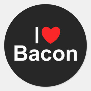 Adesivo Redondo I Love (Heart) Bacon