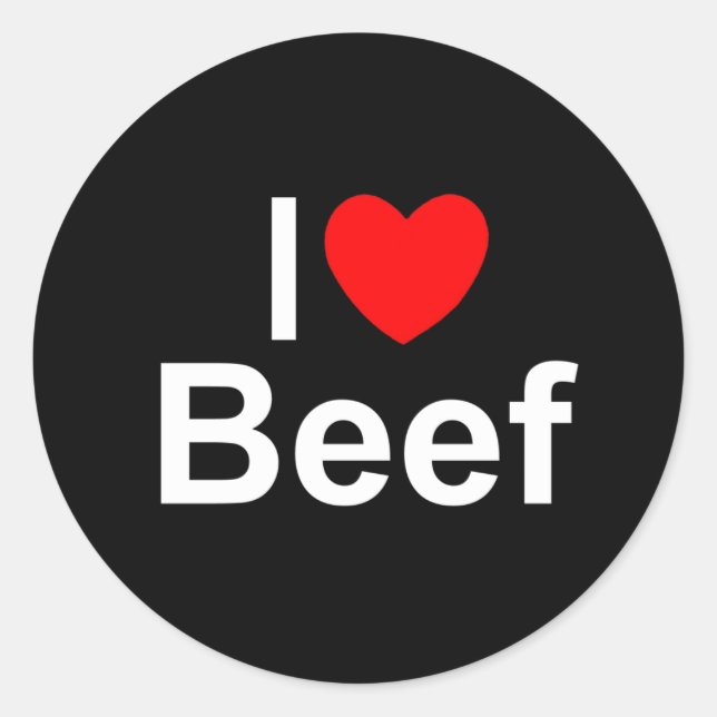 Adesivo Redondo I Love (Heart) Beef (Frente)