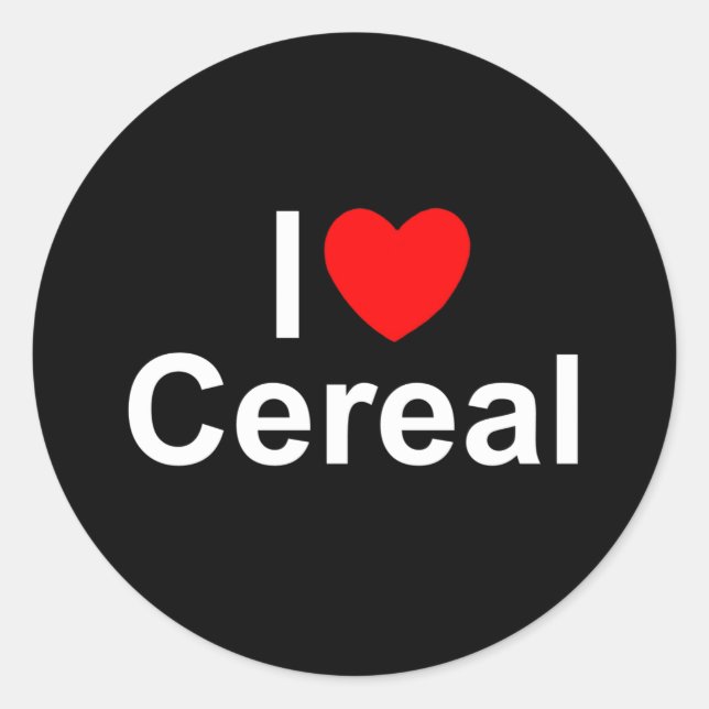 Adesivo Redondo I Love (Heart) Cereal (Frente)