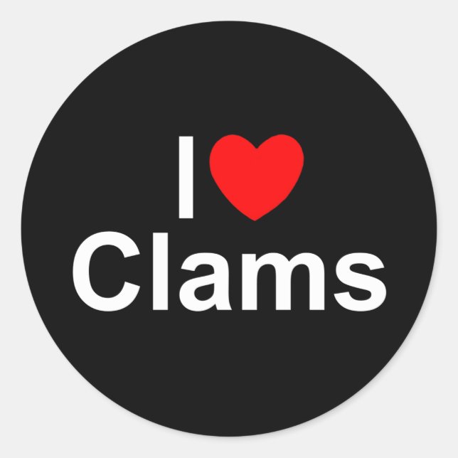 Adesivo Redondo I Love (Heart) Clams (Frente)