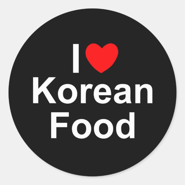 Adesivo Redondo I Love (Heart) Coreano Comida (Frente)