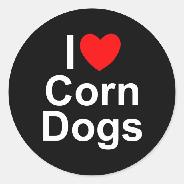 Adesivo Redondo I Love (Heart) Corn Dog (Frente)
