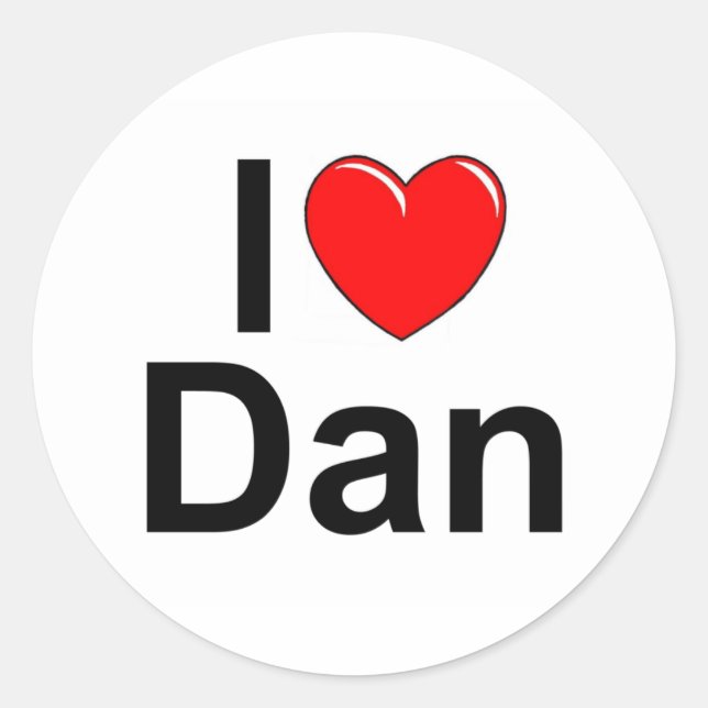 Adesivo Redondo I Love (Heart) Dan (Frente)