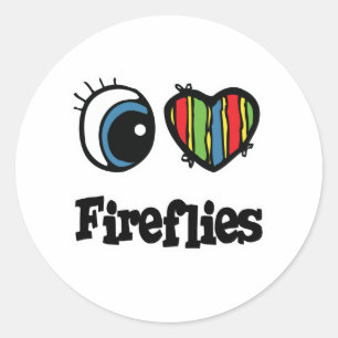 Adesivo Redondo I Love (Heart) Fireflies