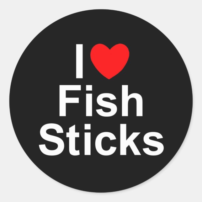 Adesivo Redondo I Love (Heart) Fish Sticks (Frente)