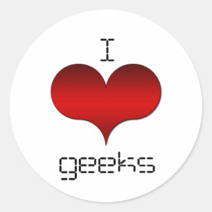 Adesivo Redondo I Love (Heart) Geeks Stickers