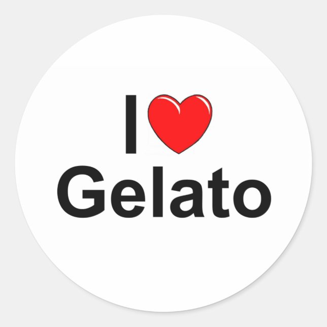 Adesivo Redondo I Love (Heart) Gelato (Frente)