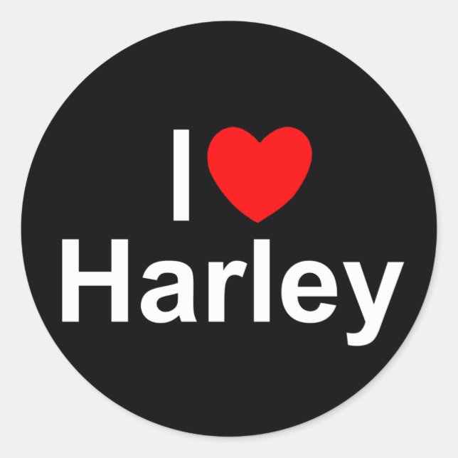 Adesivo Redondo I Love (Heart) Harley (Frente)