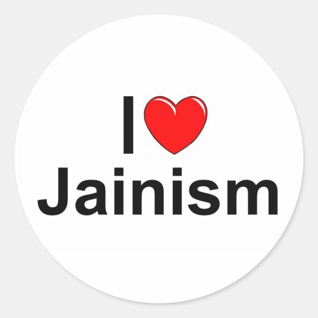 Adesivo Redondo I Love (Heart) Jainism (Frente)