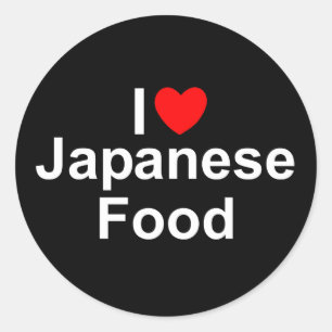 Adesivo Redondo I Love (Heart) Japonês Comida