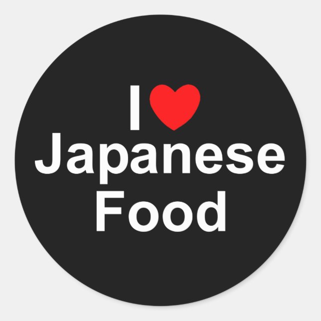 Adesivo Redondo I Love (Heart) Japonês Comida (Frente)