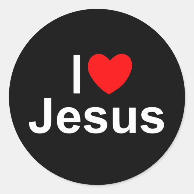 Adesivo Redondo I Love (Heart) Jesus (Frente)