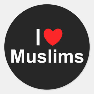 Adesivo Redondo I Love (Heart) Muslims