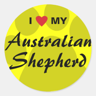 Adesivo Redondo I Love (Heart) My australiano Shepherd