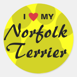 Adesivo Redondo I Love (Heart) My Norfolk Terrier