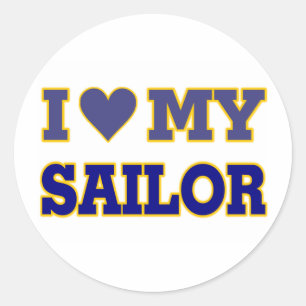 Adesivo Redondo I Love (Heart) My Sailor