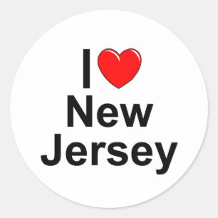 Adesivo Redondo I Love (Heart) New Jersey