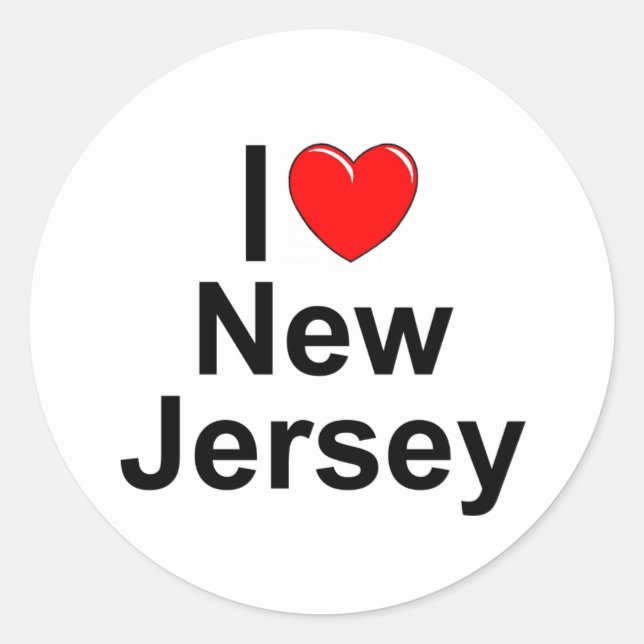 Adesivo Redondo I Love (Heart) New Jersey (Frente)