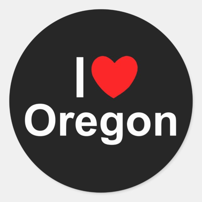 Adesivo Redondo I Love (Heart) Oregon (Frente)