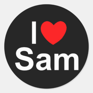 Adesivo Redondo I Love (Heart) Sam
