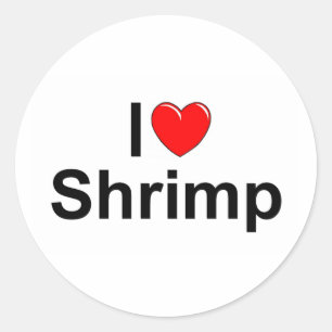 Adesivo Redondo I Love (Heart) Shrimp