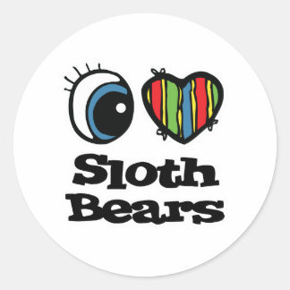 Adesivo Redondo I Love (Heart) Sloth Bears