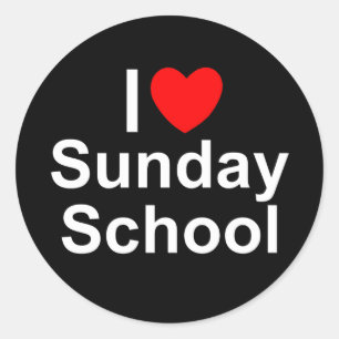 Adesivo Redondo I Love (Heart) Sunday School