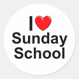 Adesivo Redondo I Love (Heart) Sunday School